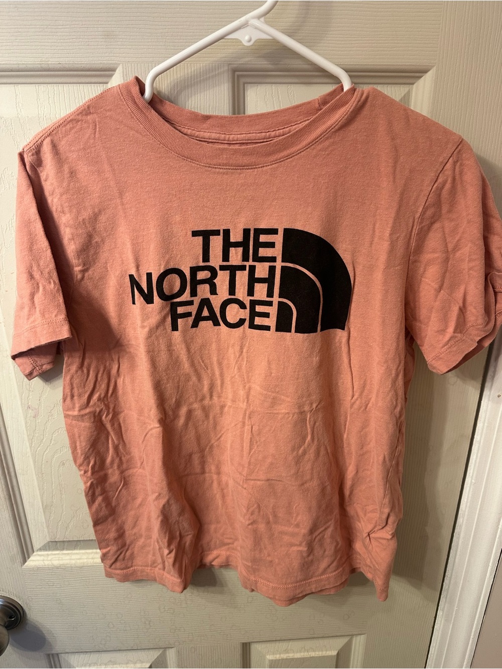 The North Face Short-Sleeve Logo Tee in Dusty Rose with Black Logo